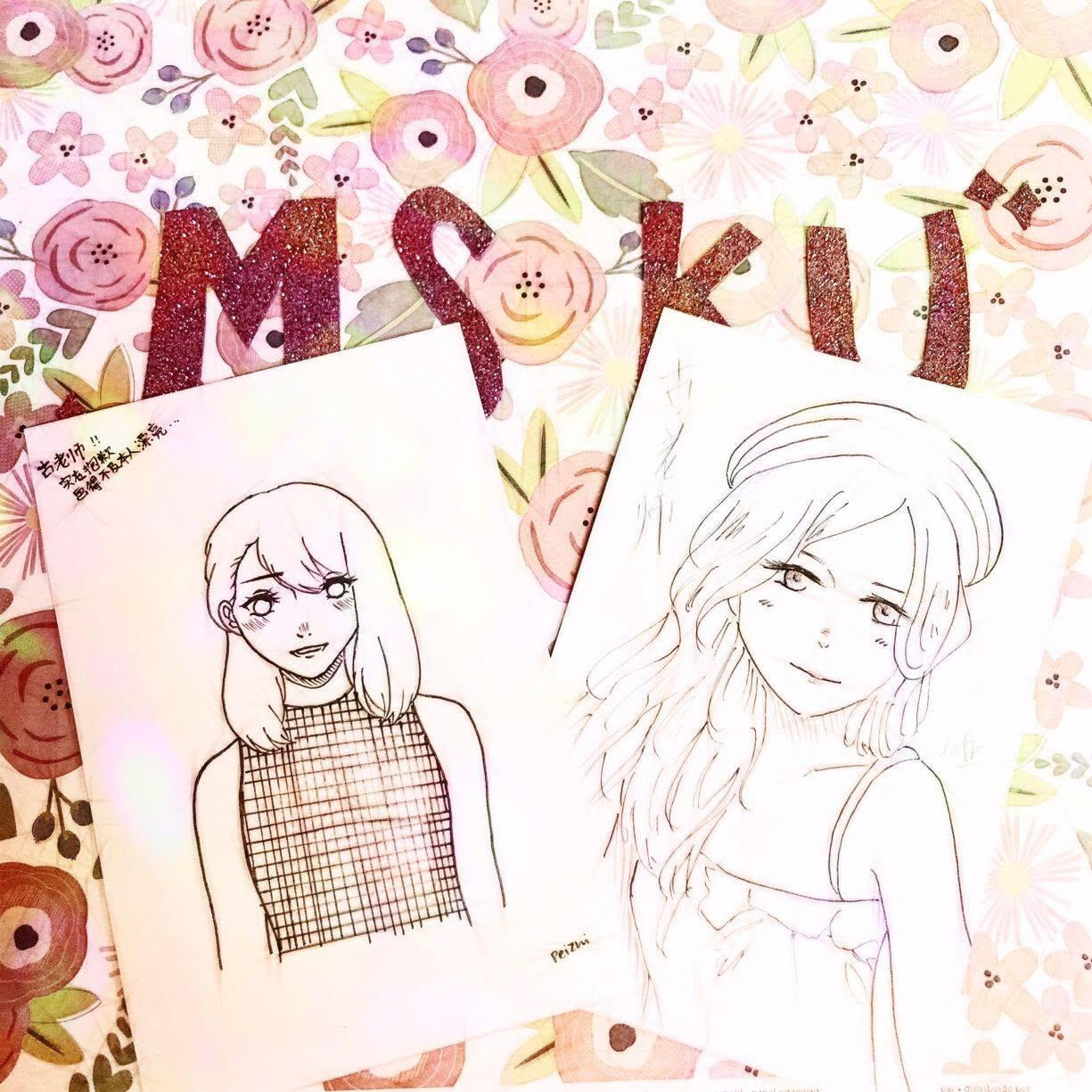 images of me sketched by the students